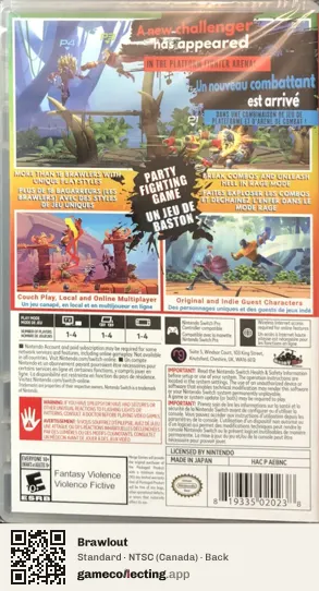 Brawlout Nintendo Switch, Canada box back