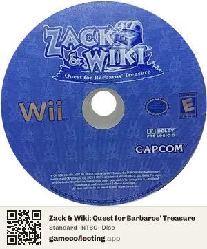 Zack & Wiki: Quest for Barbaros' Treasure Nintendo Wii, NTSC disc