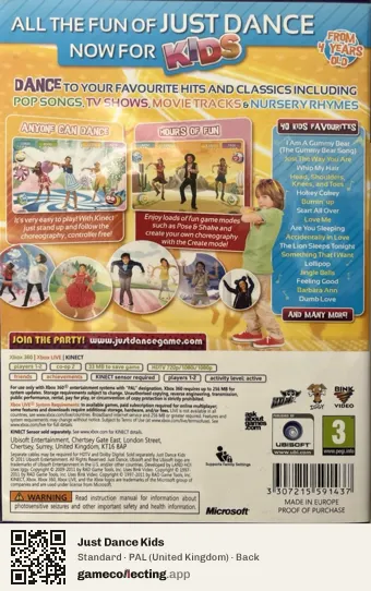 Just Dance Kids Xbox 360, United Kingdom box back