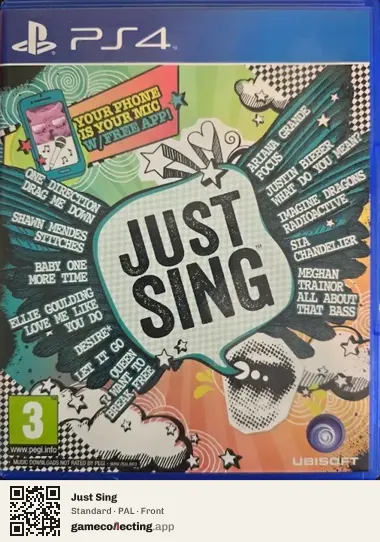 Just Sing PlayStation 4, PAL box front
