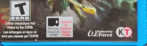 Toukiden 2, the ESRB box on its front