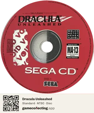 Dracula Unleashed Sega Mega-CD / Sega CD, NTSC disc