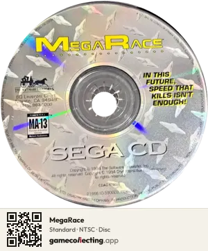 MegaRace Sega Mega-CD / Sega CD, NTSC disc