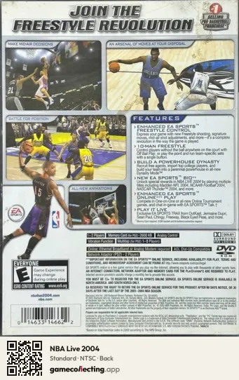 NBA Live 2004 PlayStation 2, NTSC box back