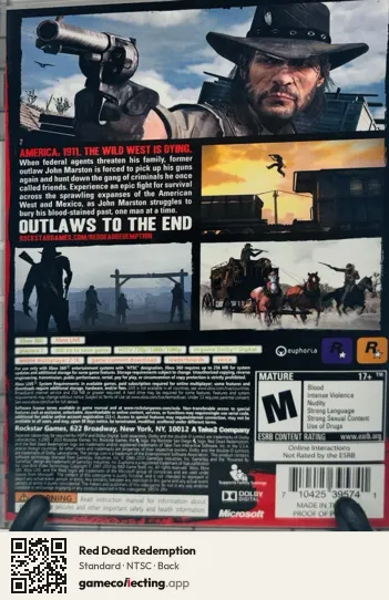 Red Dead Redemption Xbox 360, NTSC box back