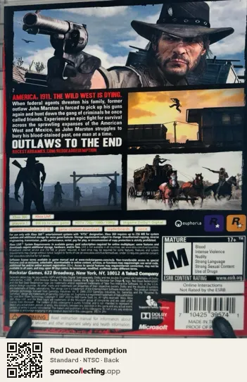 Red Dead Redemption Xbox 360, NTSC box back