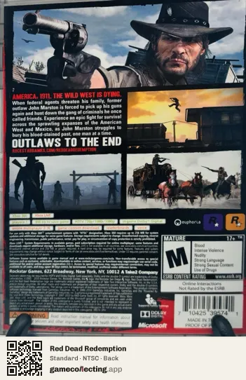 Red Dead Redemption Xbox 360, NTSC box back