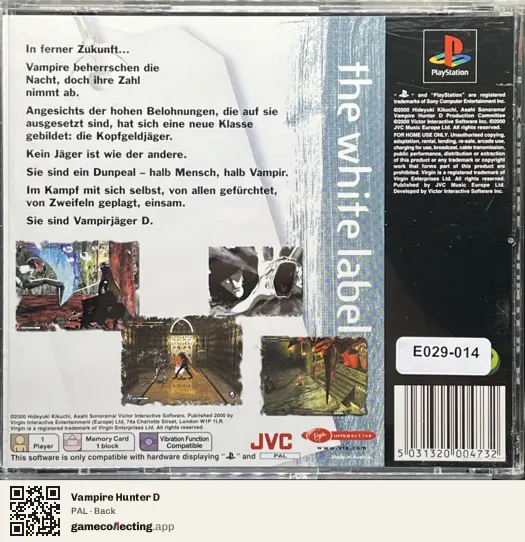 Vampire Hunter D PlayStation, PAL box back