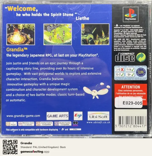 Grandia PlayStation, United Kingdom box back