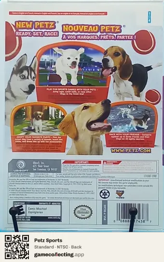 Petz Sports Nintendo Wii, NTSC box back