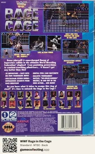 WWF Rage in the Cage Sega Mega-CD / Sega CD, NTSC box back