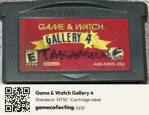 Game & Watch Gallery 4 Game Boy Advance, NTSC cartridge label