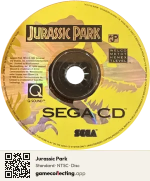 Jurassic Park Sega Mega-CD / Sega CD, NTSC disc