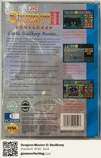 Dungeon Master II: Skullkeep Sega Mega-CD / Sega CD, NTSC box back