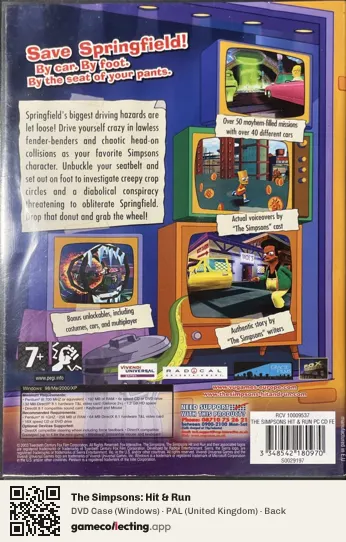 The Simpsons: Hit & Run Computer, United Kingdom box back