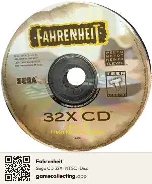 Fahrenheit Sega Mega-CD / Sega CD, NTSC disc