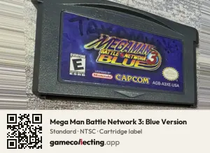Mega Man Battle Network 3: Blue Version Game Boy Advance, NTSC cartridge label