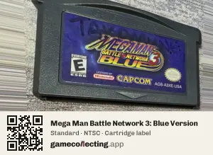 Mega Man Battle Network 3: Blue Version Game Boy Advance, NTSC cartridge label
