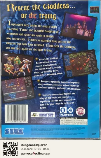 Dungeon Explorer Sega Mega-CD / Sega CD, NTSC box back
