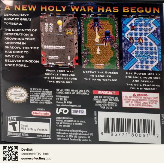 Devilish Nintendo DS, NTSC box back