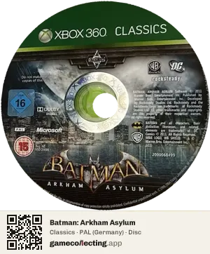 Batman: Arkham Asylum Xbox 360, PAL disc