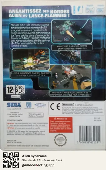 Alien Syndrome Nintendo Wii, France box back