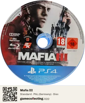 Mafia III PlayStation 4, PAL disc
