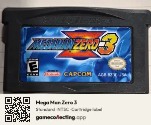 Mega Man Zero 3 Game Boy Advance, NTSC cartridge label