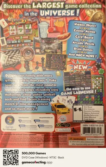 500,000 Games Computer, NTSC box back