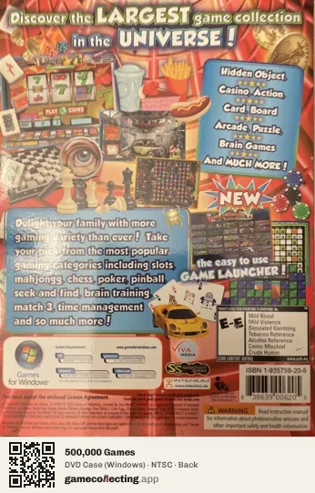 500,000 Games Computer, NTSC box back