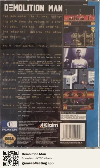 Demolition Man Sega Mega-CD / Sega CD, NTSC box back