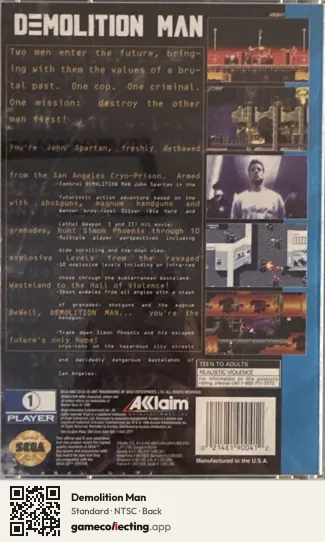 Demolition Man Sega Mega-CD / Sega CD, NTSC box back