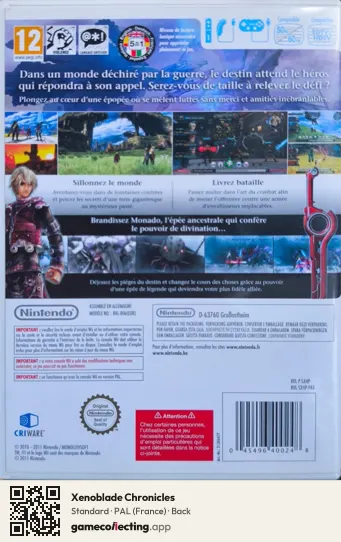 Xenoblade Chronicles Nintendo Wii, France box back