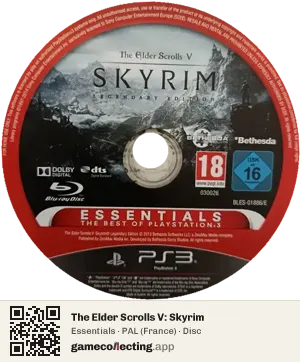 The Elder Scrolls V: Skyrim PlayStation 3, PAL disc