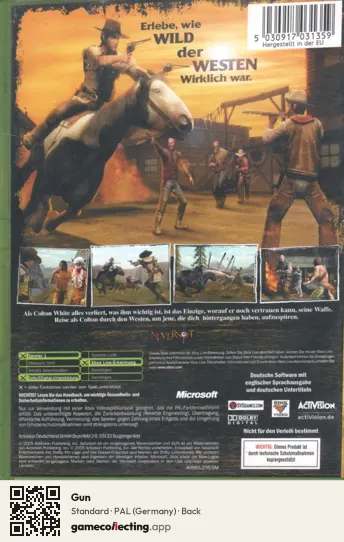Gun Xbox, Germany box back