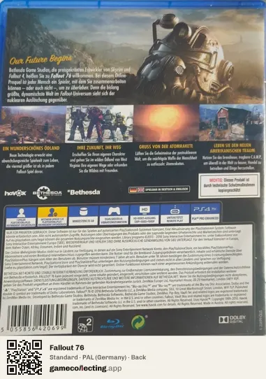 Fallout 76 PlayStation 4, Germany box back