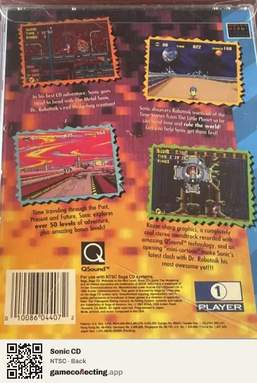 Sonic CD Sega Mega-CD / Sega CD, NTSC box back