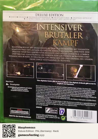 Blasphemous Xbox One, Germany box back