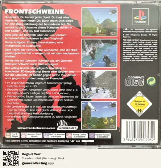 Hogs of War PlayStation, Germany box back