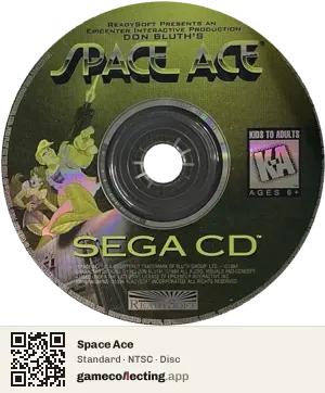 Space Ace Sega Mega-CD / Sega CD, NTSC disc