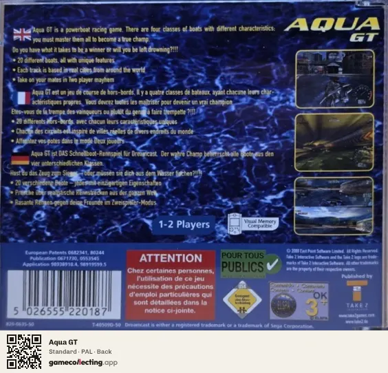 Aqua GT Sega Dreamcast, PAL box back