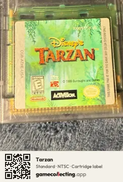 Tarzan Game Boy Color, NTSC cartridge label