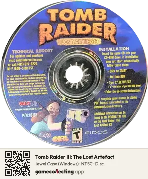 Tomb Raider III: The Lost Artefact Computer, NTSC disc