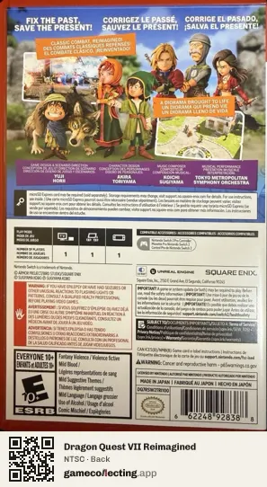 Dragon Quest VII Reimagined Nintendo Switch 2, NTSC box back