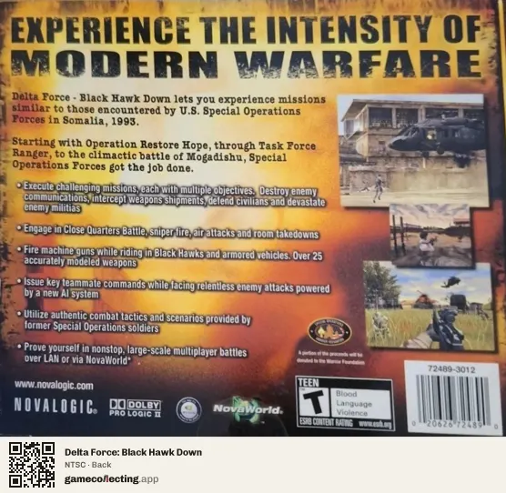 Delta Force: Black Hawk Down Computer, NTSC box back