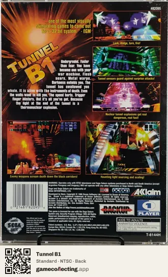 Tunnel B1 Sega Saturn, NTSC box back