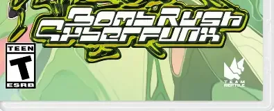 Bomb Rush Cyberfunk, the ESRB box on its front