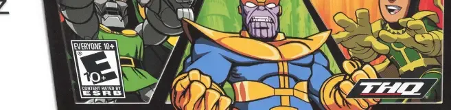 Marvel Super Hero Squad: The Infinity Gauntlet, the ESRB box on its front