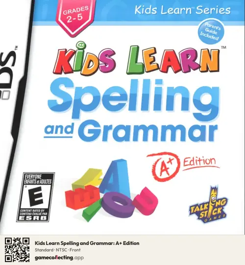 Kids Learn Spelling and Grammar: A+ Edition Nintendo DS, NTSC box front