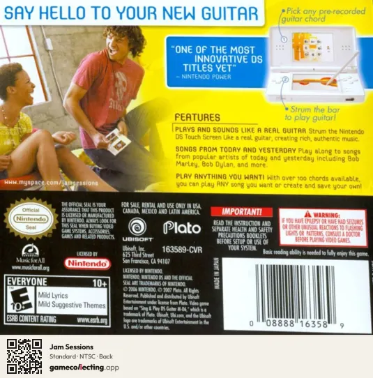 Jam Sessions Nintendo DS, NTSC box back